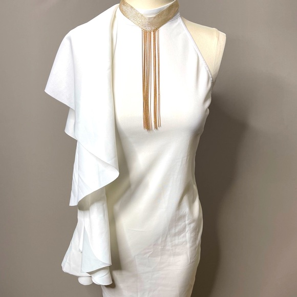 Sexy One Shoulder Dress with Cascading Ruffled Sleeve - Picture 6 of 11